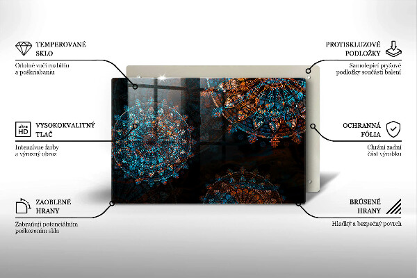 Tabla de cortar de vidrio Ruedas vintage boho