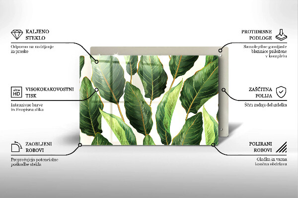Tabla de cortar de vidrio Hojas de banana
