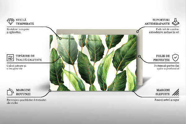 Tabla de cortar de vidrio Hojas de banana