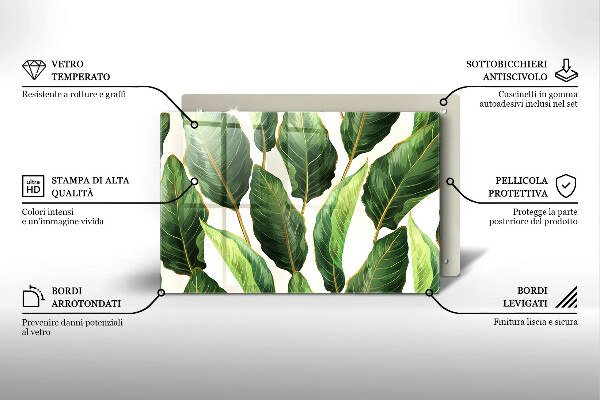 Tabla de cortar de vidrio Hojas de banana