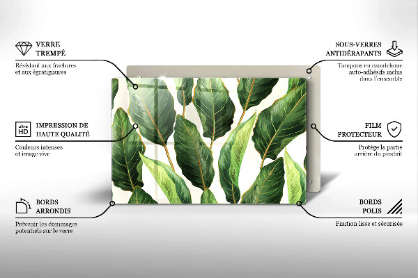 Tabla de cortar de vidrio Hojas de banana