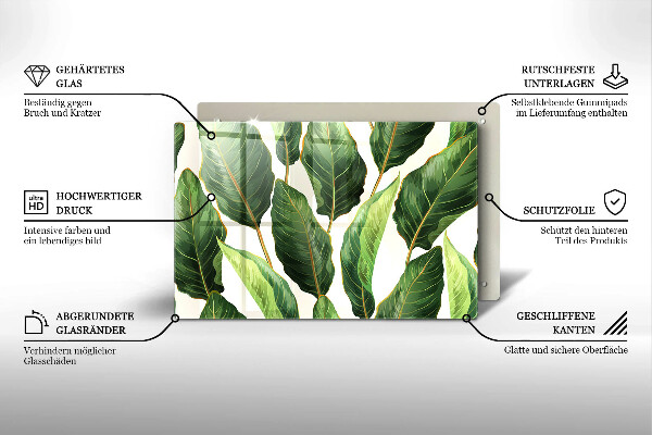 Tabla de cortar de vidrio Hojas de banana