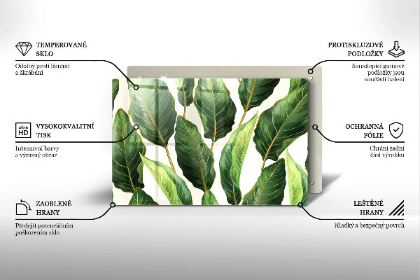 Tabla de cortar de vidrio Hojas de banana