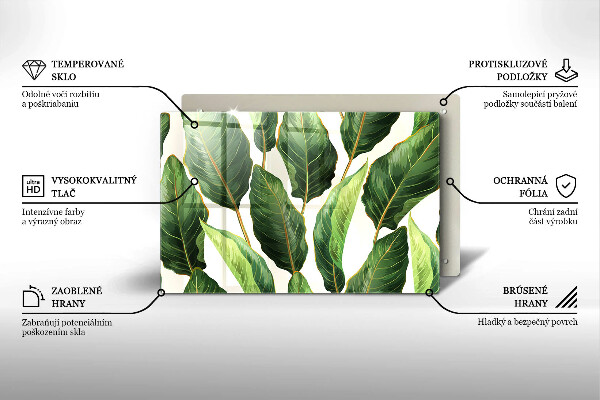 Tabla de cortar de vidrio Hojas de banana