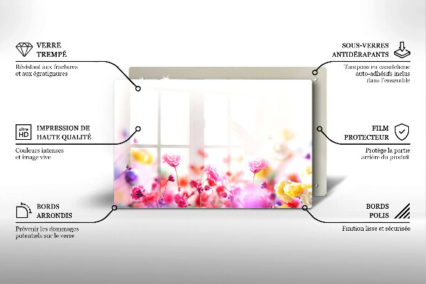 Tabla de cortar de vidrio Prado de flores