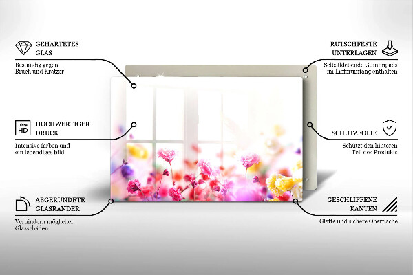 Tabla de cortar de vidrio Prado de flores