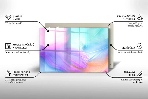Tabla de cortar de vidrio Plumas pasteles