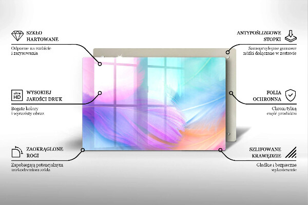 Tabla de cortar de vidrio Plumas pasteles