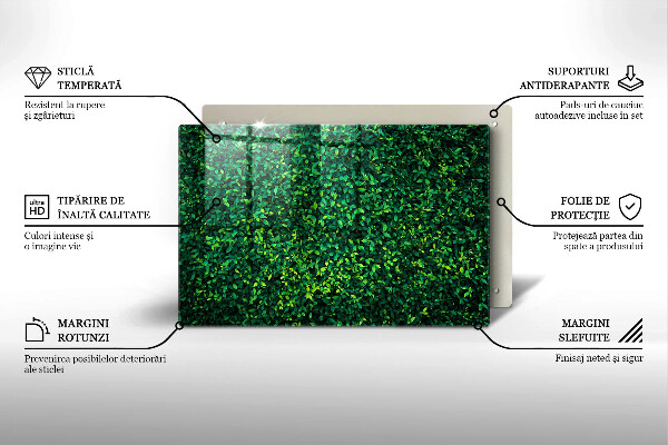 Tabla de cortar de vidrio Planta con hojas pequeñas