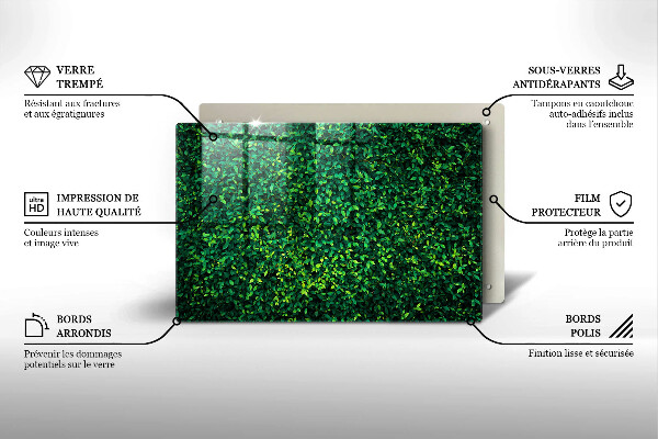 Tabla de cortar de vidrio Planta con hojas pequeñas