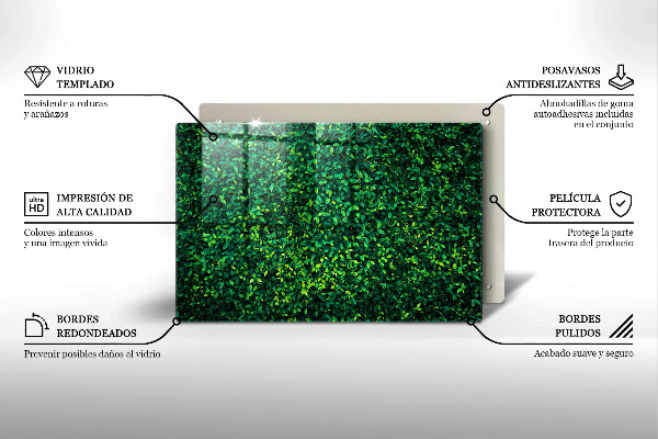 Tabla de cortar de vidrio Planta con hojas pequeñas