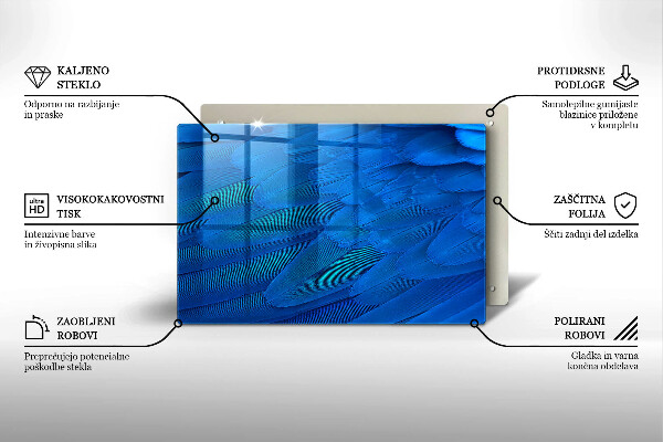 Tabla de cortar de vidrio Plumas de ave