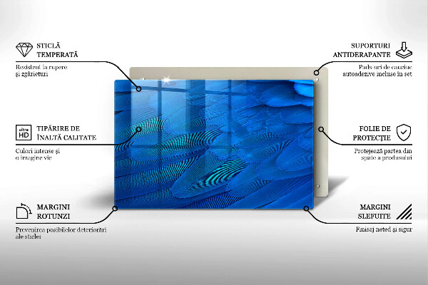 Tabla de cortar de vidrio Plumas de ave