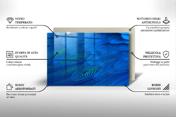 Tabla de cortar de vidrio Plumas de ave