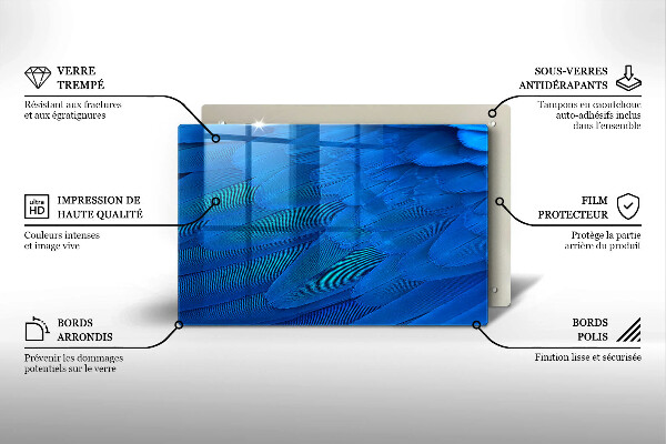 Tabla de cortar de vidrio Plumas de ave
