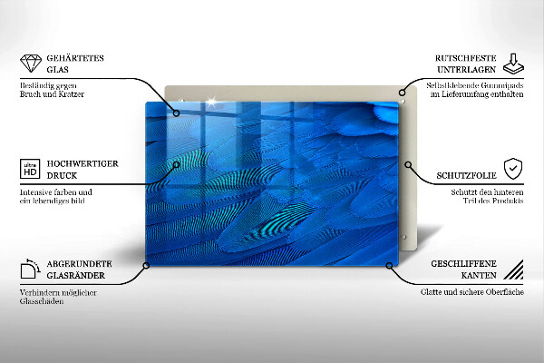 Tabla de cortar de vidrio Plumas de ave