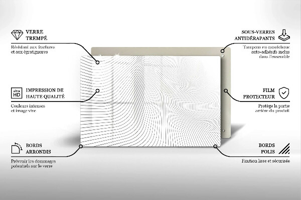 Tabla de cortar de vidrio Patrón de líneas modernas