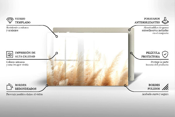 Tabla de cortar de vidrio Hierba de la pampa