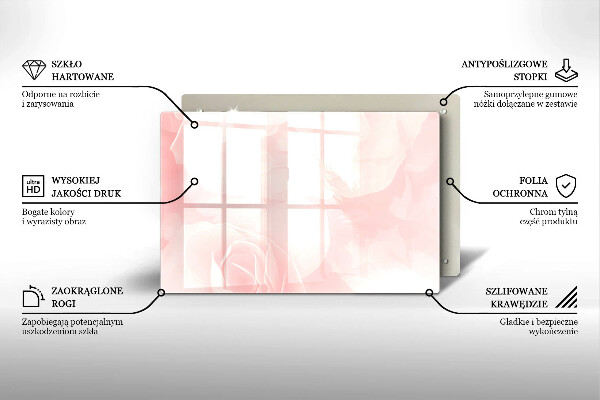 Tabla de cortar de vidrio Fondo de rosas pastel