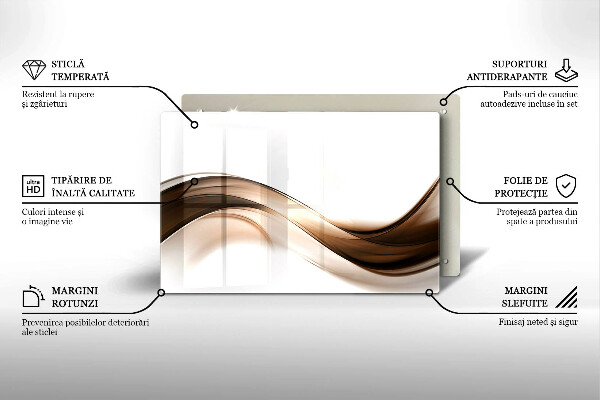 Tabla de cortar de vidrio Líneas marrones abstractas