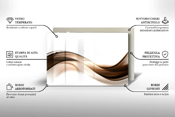 Tabla de cortar de vidrio Líneas marrones abstractas