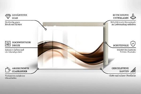 Tabla de cortar de vidrio Líneas marrones abstractas
