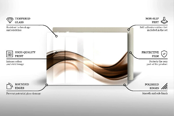 Tabla de cortar de vidrio Líneas marrones abstractas