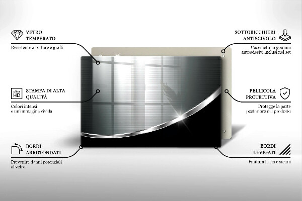 Tabla de cortar de vidrio Abstracción con metal