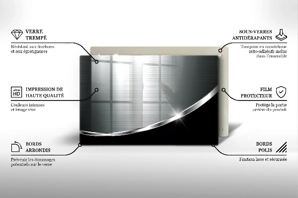 Tabla de cortar de vidrio Abstracción con metal