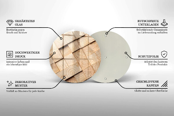 De vidrio templado Cuadrados de madera