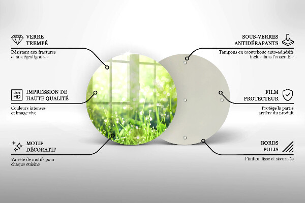 De vidrio templado Naturaleza - hierba y rocío