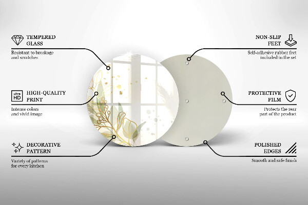 De vidrio templado Acuarela y hojas de oro