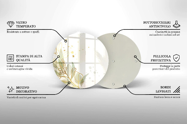 De vidrio templado Acuarela y hojas de oro