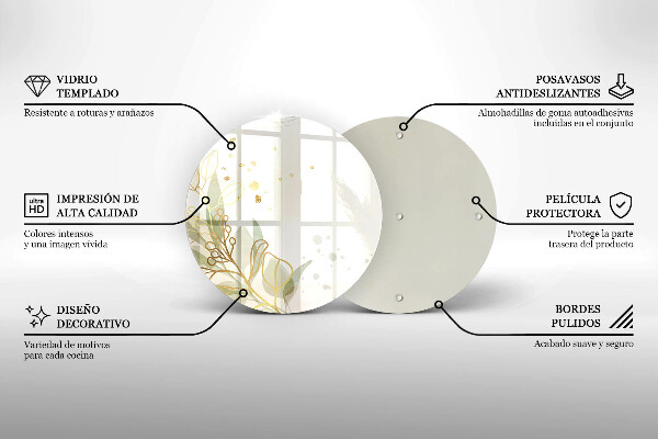 De vidrio templado Acuarela y hojas de oro
