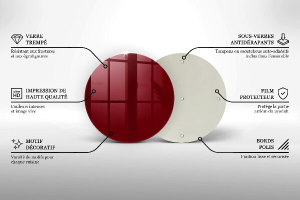 De vidrio templado Color burdeos