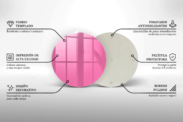 De vidrio templado Color rosa