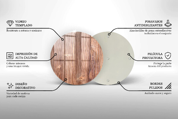 De vidrio templado Madera natural