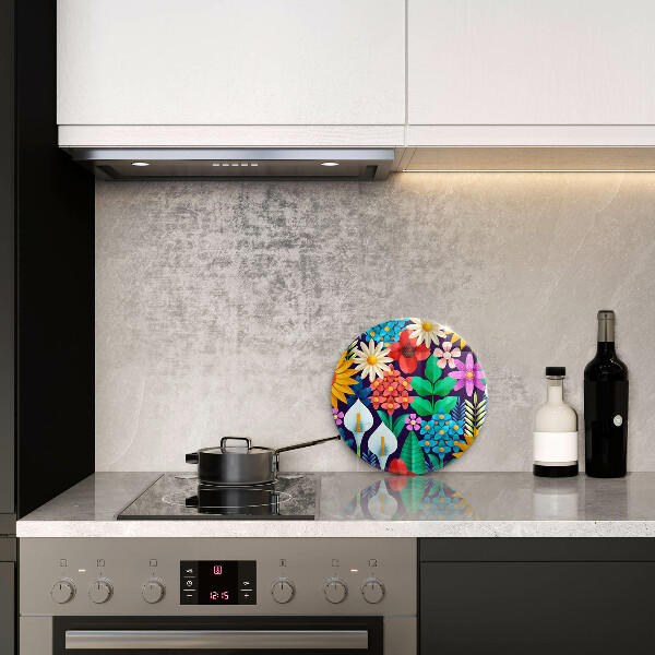 De vidrio templado Ilustración de pradera de flores