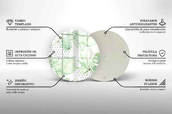 De vidrio templado Hojas de acuarela