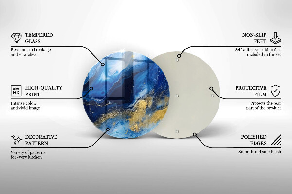 De vidrio templado Mármol azul y oro