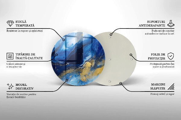 De vidrio templado Mármol azul y oro