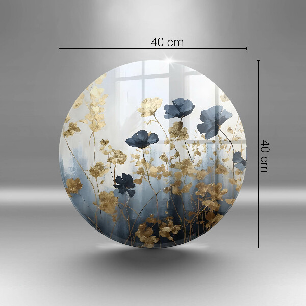 De vidrio templado Flores azules y doradas