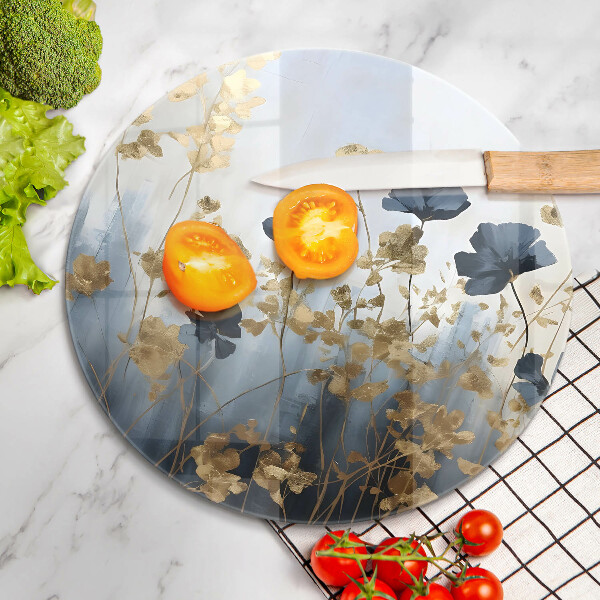 De vidrio templado Flores azules y doradas