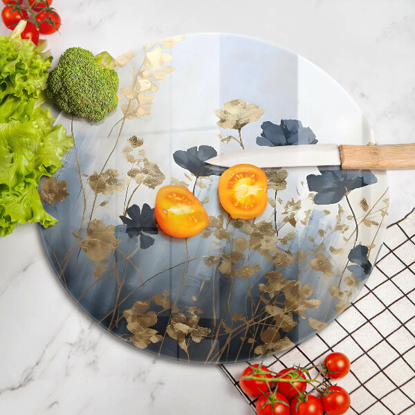 De vidrio templado Flores azules y doradas