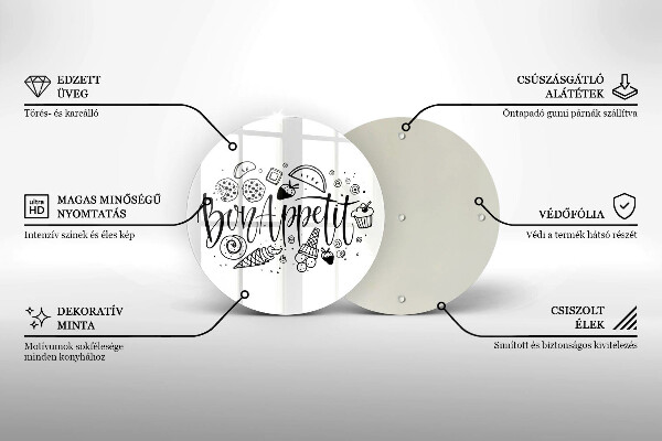 De vidrio templado Inscripción de bon appetit