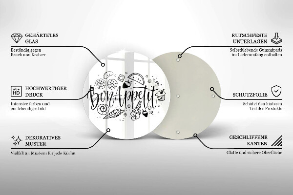 De vidrio templado Inscripción de bon appetit