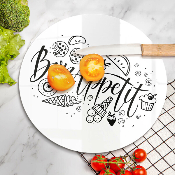 De vidrio templado Inscripción de bon appetit