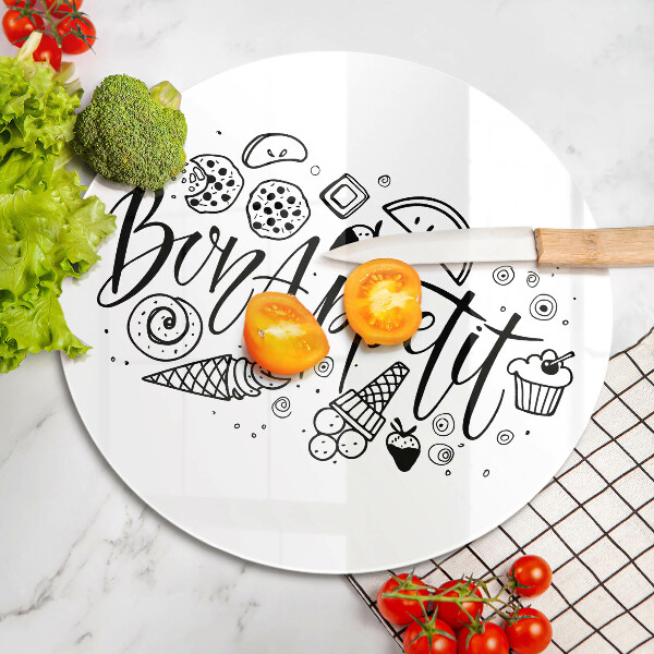 De vidrio templado Inscripción de bon appetit