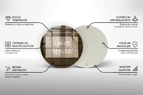 De vidrio templado Inscripción de guten apetit en tableros