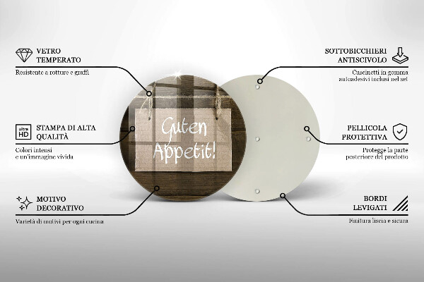 De vidrio templado Inscripción de guten apetit en tableros